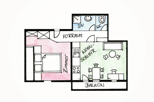 Zimmerskizze Appartement Typ B